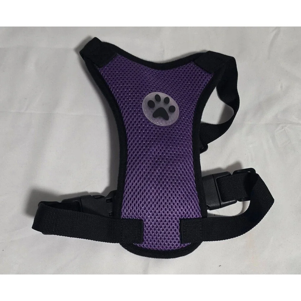 SlowTon Breathable Mesh Dog Car Harness and Safety Vest, Purple, Size Small